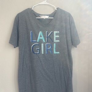 Gray 'Lake Girl' Short Sleeve Tee